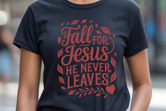 Fall for Jesus Never Leaves SVG PNG Graphics & T-Shirt Designs