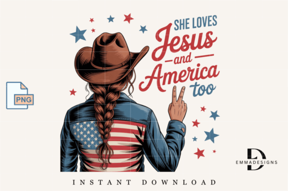 She Loves Jesus America Too PNG for T-Shirt Graphics