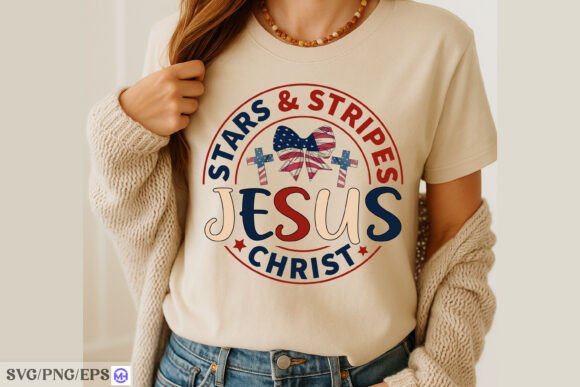 Stars Stripes Jesus Christ Graphics for T-Shirt Designs